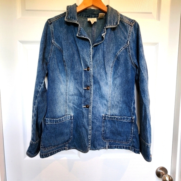 Vintage Women's St John's Bay Denim Blazer Jean Jacket Size Medium - Picture 4 of 16